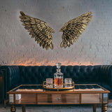 Maxbell 3D Metal Angel Wing Statue Wall Art Decor Ornament for Bedroom Rustic Bronze