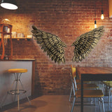 Maxbell 3D Metal Angel Wing Statue Wall Art Decor Ornament for Bedroom Rustic Bronze