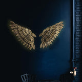 Maxbell 3D Metal Angel Wing Statue Wall Art Decor Ornament for Bedroom Rustic Bronze