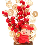 Maxbell Artificial Red Berry Branches Flower Ornament Decor for Living Room Autumn Wealth God 13cmx28cm