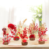 Maxbell Artificial Red Berry Branches Flower Ornament Decor for Living Room Autumn Wealth God 13cmx28cm