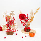 Maxbell Artificial Red Berry Branches Flower Ornament Decor for Living Room Autumn Wealth God 13cmx28cm