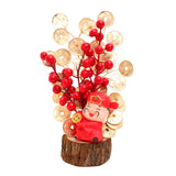 Maxbell Artificial Red Berry Branches Flower Ornament Decor for Living Room Autumn Wealth God 13cmx28cm