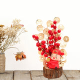 Maxbell Artificial Red Berry Branches Flower Ornament Decor for Living Room Autumn Wealth God 13cmx28cm