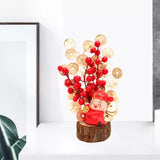 Maxbell Artificial Red Berry Branches Flower Ornament Decor for Living Room Autumn Wealth God 13cmx28cm
