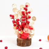 Maxbell Artificial Red Berry Branches Flower Ornament Decor for Living Room Autumn Wealth God 13cmx28cm