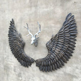 Maxbell Angel Wings Wall Hanging Decor Art Sculpture Wrought Iron Wings for Office Black