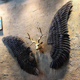 Maxbell Angel Wings Wall Hanging Decor Art Sculpture Wrought Iron Wings for Office Black