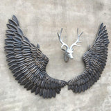 Maxbell Angel Wings Wall Hanging Decor Art Sculpture Wrought Iron Wings for Office Black