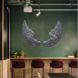 Maxbell Angel Wings Wall Hanging Decor Art Sculpture Wrought Iron Wings for Office Black