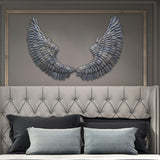 Maxbell Angel Wings Wall Hanging Decor Art Sculpture Wrought Iron Wings for Office Black