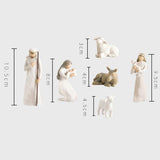 Maxbell Nativity Scene Statue Manger Figurine Artwork Crafts for Bedroom Decor White 6pcs