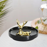 Maxbell Modern Reindeer Figurine Animal Statue Sculpture for Bookshelf Cabinet Decor Sitting