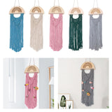 Maxbell Macrame Hair Bow Holder Sturdy Rope Hanging Hair Clips Hanger for Wall Gift Blue