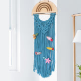 Maxbell Macrame Hair Bow Holder Sturdy Rope Hanging Hair Clips Hanger for Wall Gift Blue