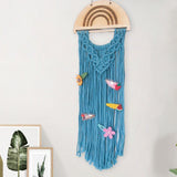 Maxbell Macrame Hair Bow Holder Sturdy Rope Hanging Hair Clips Hanger for Wall Gift Blue