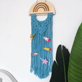 Maxbell Macrame Hair Bow Holder Sturdy Rope Hanging Hair Clips Hanger for Wall Gift Blue