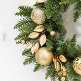 Maxbell Door Front Wreath Holiday Balls Decorative Artificial Green Leaves Wreath