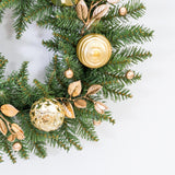 Maxbell Door Front Wreath Holiday Balls Decorative Artificial Green Leaves Wreath