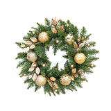 Maxbell Door Front Wreath Holiday Balls Decorative Artificial Green Leaves Wreath