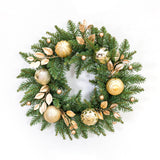 Maxbell Door Front Wreath Holiday Balls Decorative Artificial Green Leaves Wreath