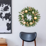Maxbell Door Front Wreath Holiday Balls Decorative Artificial Green Leaves Wreath