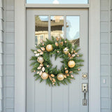 Maxbell Door Front Wreath Holiday Balls Decorative Artificial Green Leaves Wreath
