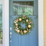 Maxbell Door Front Wreath Holiday Balls Decorative Artificial Green Leaves Wreath