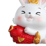Maxbell Rabbit Figurine Car Dashboard Ornament Small Ornaments for Bedroom Shelf Holding Fish