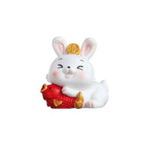 Maxbell Rabbit Figurine Car Dashboard Ornament Small Ornaments for Bedroom Shelf Holding Fish