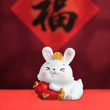 Maxbell Rabbit Figurine Car Dashboard Ornament Small Ornaments for Bedroom Shelf Holding Fish