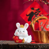 Maxbell Rabbit Figurine Car Dashboard Ornament Small Ornaments for Bedroom Shelf Holding Fish