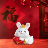 Maxbell Rabbit Figurine Car Dashboard Ornament Small Ornaments for Bedroom Shelf Holding Fish