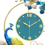 Maxbell Peacock Wall Clock Non Ticking Wall Art Decor Ornament Metal Hanging Clock