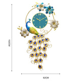 Maxbell Peacock Wall Clock Non Ticking Wall Art Decor Ornament Metal Hanging Clock