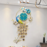 Maxbell Peacock Wall Clock Non Ticking Wall Art Decor Ornament Metal Hanging Clock