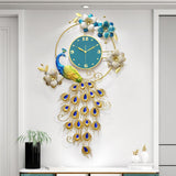 Maxbell Peacock Wall Clock Non Ticking Wall Art Decor Ornament Metal Hanging Clock