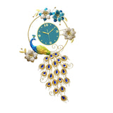 Maxbell Peacock Wall Clock Non Ticking Wall Art Decor Ornament Metal Hanging Clock
