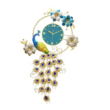 Maxbell Peacock Wall Clock Non Ticking Wall Art Decor Ornament Metal Hanging Clock