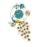 Maxbell Peacock Wall Clock Non Ticking Wall Art Decor Ornament Metal Hanging Clock