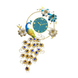 Maxbell Peacock Wall Clock Non Ticking Wall Art Decor Ornament Metal Hanging Clock