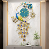 Maxbell Peacock Wall Clock Non Ticking Wall Art Decor Ornament Metal Hanging Clock