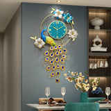 Maxbell Peacock Wall Clock Non Ticking Wall Art Decor Ornament Metal Hanging Clock