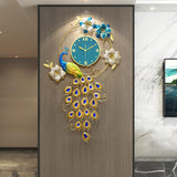 Maxbell Peacock Wall Clock Non Ticking Wall Art Decor Ornament Metal Hanging Clock