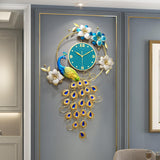 Maxbell Peacock Wall Clock Non Ticking Wall Art Decor Ornament Metal Hanging Clock