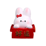 Maxbell Resin Rabbit Figurine Car Dashboard Home Decor for Bedroom Entrance Office StyleC