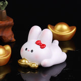 Maxbell Resin Rabbit Figurine Car Dashboard Home Decor for Bedroom Entrance Office StyleD
