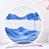 Maxbell Artistic Moving Sand Picture Dynamic Display 3D Hourglass Creative Landscape Blue