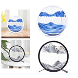 Maxbell Artistic Moving Sand Picture Dynamic Display 3D Hourglass Creative Landscape Blue