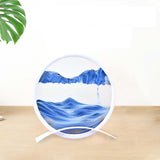 Maxbell Artistic Moving Sand Picture Dynamic Display 3D Hourglass Creative Landscape Blue